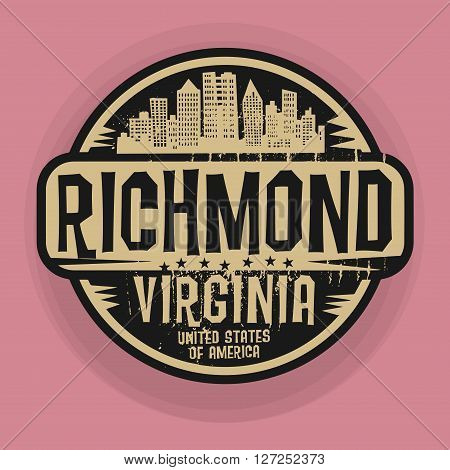 Stamp or label with name of Richmond, Virginia, vector illustration