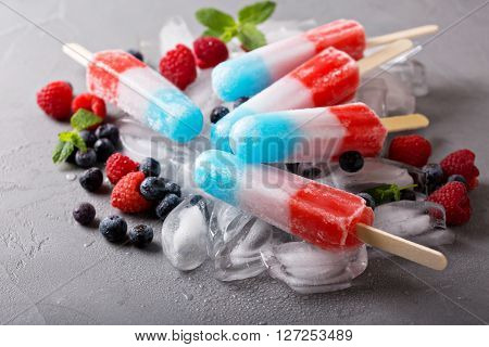 Red, white and blue ice cream pops for Independence Day