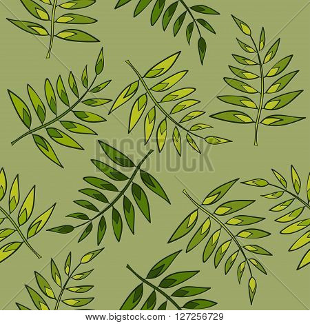 Seamless pattern with green leaves vector illustration