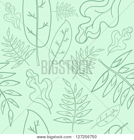 Seamless pattern with contour leaves vector illustration