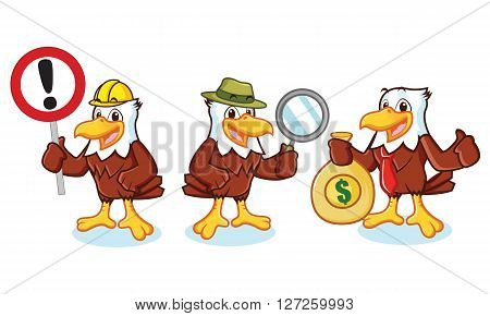 Eagle Mascot Vector with sign detective businessman