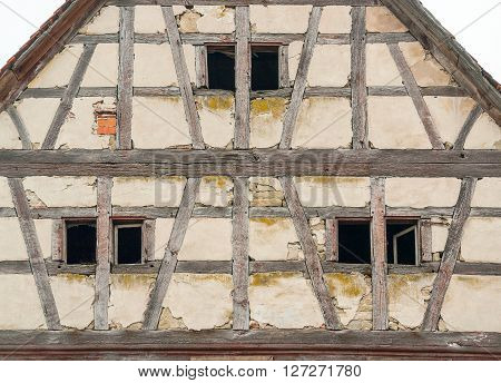detail of a rundown old farmhouse in Southern Germany