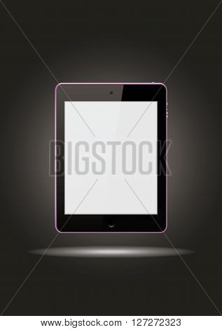 pink tablet on the black background. 
future technologies,vector illustration.