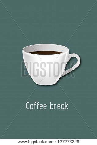Coffee, coffee mug, white coffee mug, coffee illustration, vector art, vector illustration, coffee break