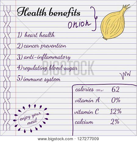 Health benefits of vegetables. Nutrition facts infografics. Hand-drawn health benefits.