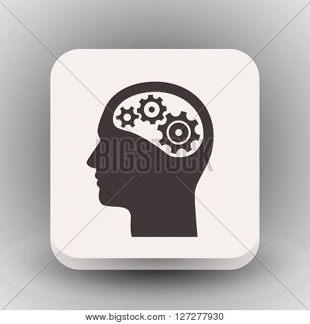 Pictograph of gear in head. Vector concept illustration for design. Eps 10
