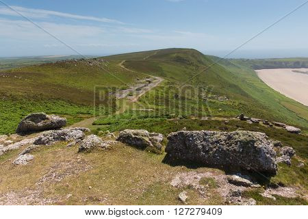 Old disused Radar Station Rhossili Down The Gower Wales UK in summer