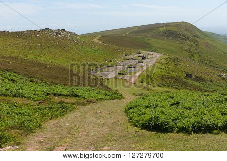Old disused Radar Station Rhossili Down The Gower Wales UK in summer