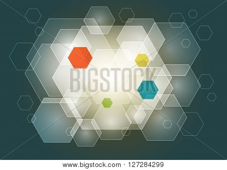 Abstract vector background with transparent hexagons. 10 EPS