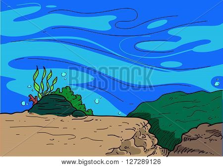 A hand drawn Vector illustration of underwater