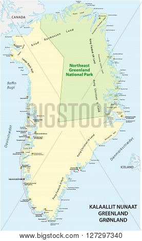 a greenland detailed vector map of the state