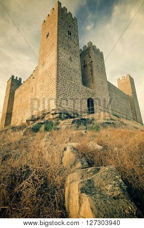 Castle in Sadaba with beauty sky in Saragossa, Aragon, Spain
