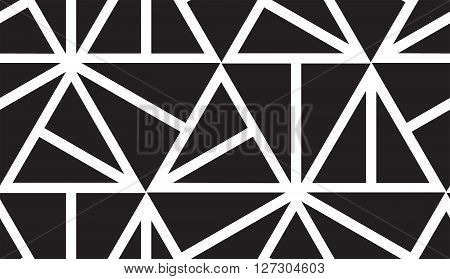 Vector geometric seamless pattern. Repeating abstract lines pattern in black and white. Classical triangle flat texture, pattern design 80s style