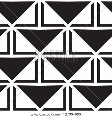 Vector geometric seamless pattern. Repeating abstract lines pattern in black and white. Classical triangle flat texture, pattern design 80s style