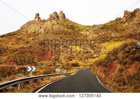 Road in Parque Natural de Pilancones in Gran Canaria, Canary Islands, Spain