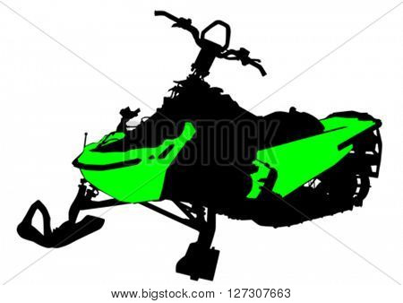 Sports snowmobile on a white background