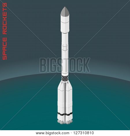 Isometric Russian space rocket cargo proton. Vector illustration