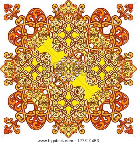 Arabic ornament background Oriental mandala ethnic Amulet Abstract floral pattern element for recreation kaleidoscope medallion yoga Indian Arabic design