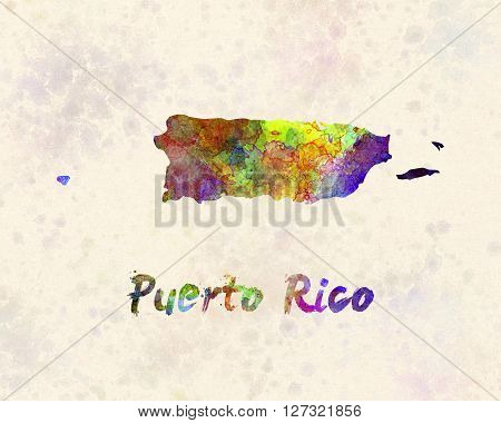 Puerto Rico map in artistic abstract watercolor