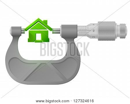 Concept of home sign and measuring tool. Qualitative vector image for architecture building real estate construction development housing etc. It has transparency blending modes mesh blend
