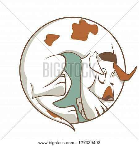 vector illustration in the circle with cute sleeping dog