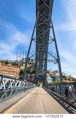 Porto Porugal 21 May 2015:City of Porto in Portugal. Ponte Luiz I Bridge