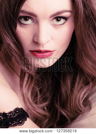 Seductive Woman In Black Lingerie.