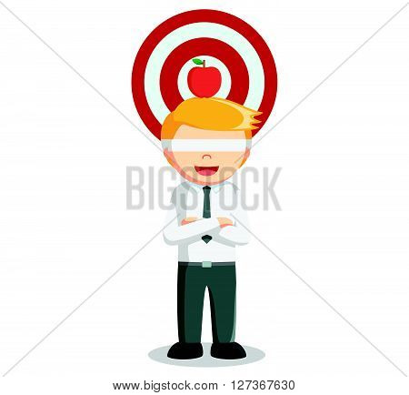 Business man closed eye target  .eps 10 vector illustration flat design