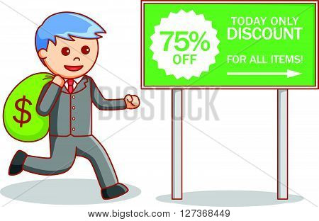 Business man car advertising  doodle illustration .eps10 editable vector illustration design