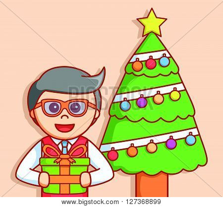 Business man cristmass gift  illustration design  .eps 10 vector illustration flat design