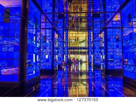 LAS VEGAS - APRIL 13 : The Cosmopolitan hotel lobby in Las Vegas on April 13 2016. The Cosmopolitan opened in 2010 and it has 2995 rooms and 75000 sq ft casino.