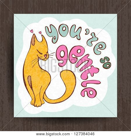 I love you card, greetings postcard with cute animals, cartooning cat
