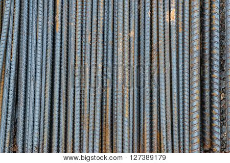 Rusty Rebar Steel Used In Construction Background Texture