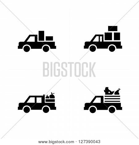 Pickup truck and Transport Icons support vector design eps 10.