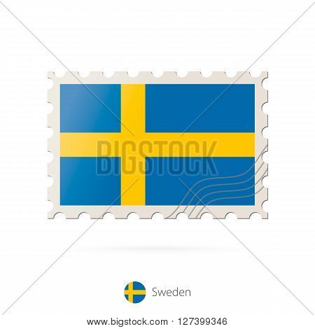 Postage Stamp With The Image Of Sweden Flag.