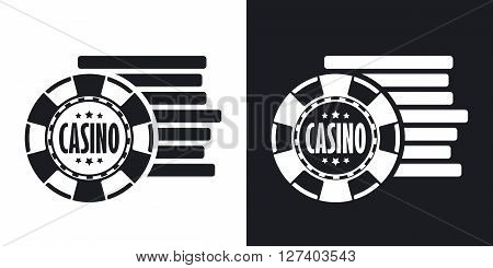 Casino chips icon stock vector. Two-tone version on black and white background