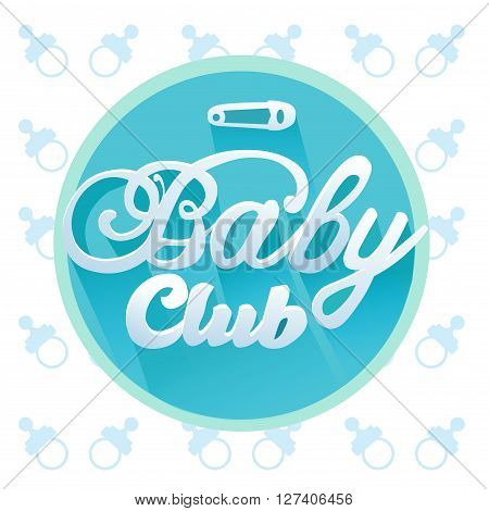 Vector baby Club Title for Boy in Blue Colors in Circle Frame