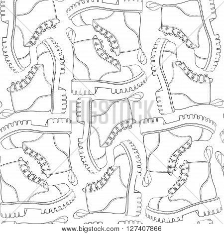 Vector seamless pattern with boots. Seamless pattern