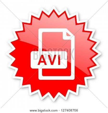 avi file red tag, sticker, label, star, stamp, banner, advertising, badge, emblem, web icon 