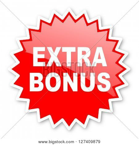 extra bonus red tag, sticker, label, star, stamp, banner, advertising, badge, emblem, web icon
