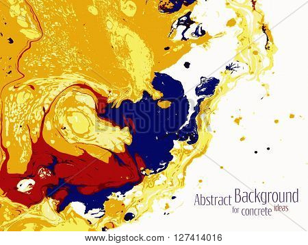 Bright abstract marbling vector background. Ebru colorful abstraction with spots and splashes
