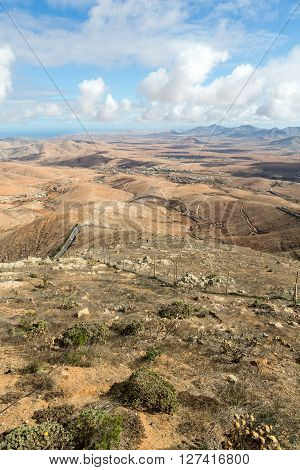 Volcanic Lanscape. Panoramic View On Fuerteventura From Mirador Morro Velosa Fuerteventura Canary Is