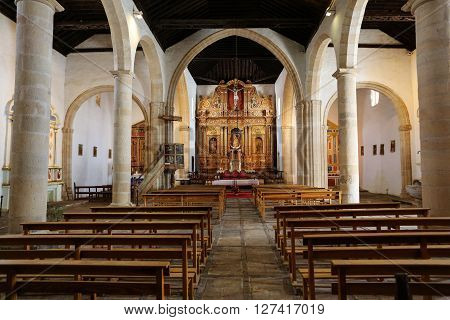 Betancuria, Fuerteventura, Spain - September 16, 2015: Main Nave And Altar In Cathedral Church Of Sa
