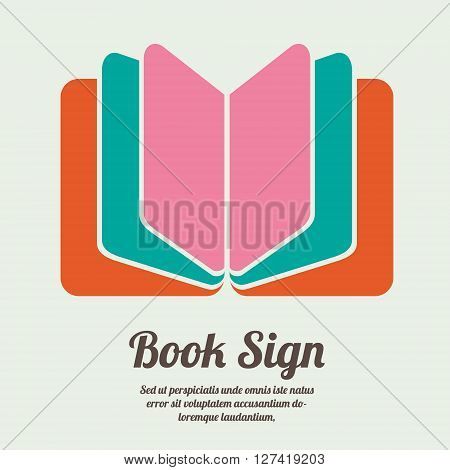 Book sign. Book symbol with sample text. Vector illustration