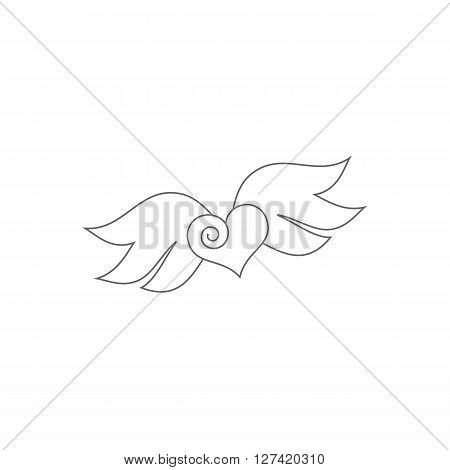 Angel heart with wings on the white background