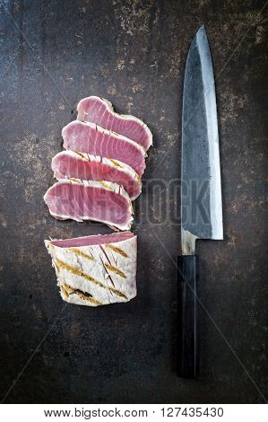 Tuna Steak on old Sheet