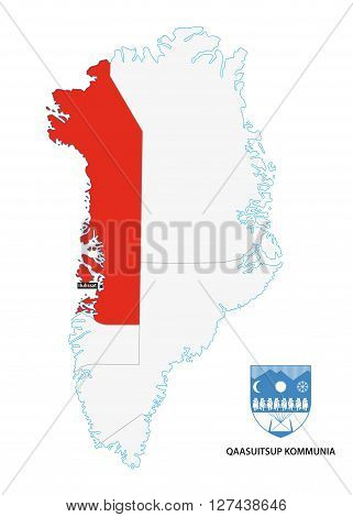 administrative map of Greenland Qaasuitsup Municipality with coat of arms