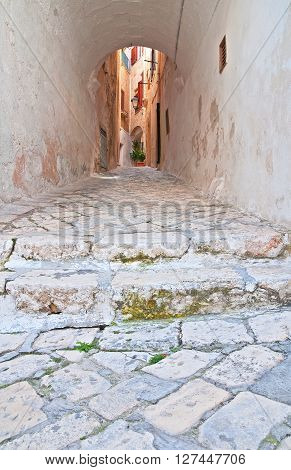 Alleyway of Polignano a mare. Puglia. Italy.