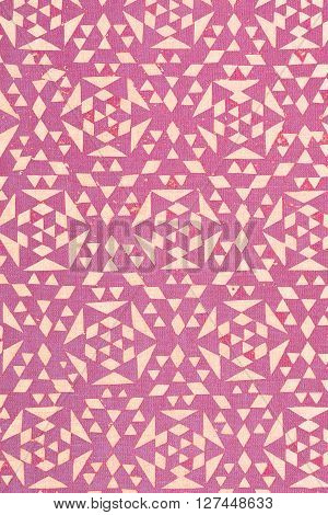 Close Up Of Pink Tradtional Design Printed On Textured Cotton - Abstract Fashion Background