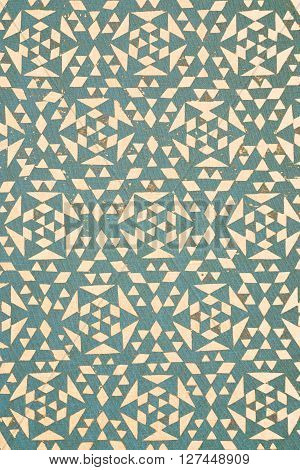 Close Up Of Turquoise Tradtional Design Printed On Textured Cotton - Abstract Fashion Background